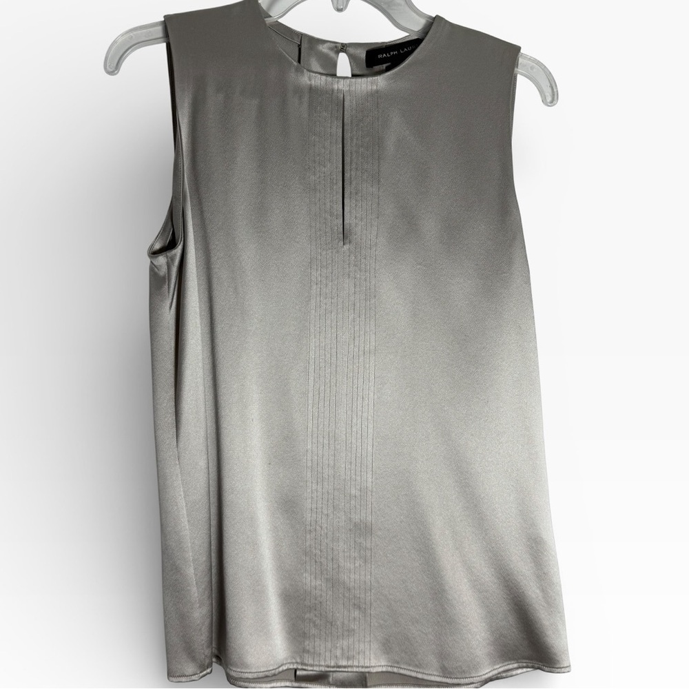 Ralph Lauren Metallic Gray Sleeveless Top - Elevated Chic - Size 6